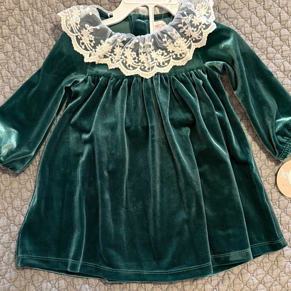 Kensie Green Velvet Kids Formal Dress
